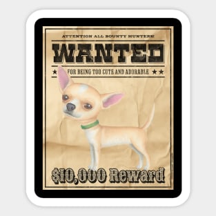 Cute Funny Chihuahua Dog Wanted Poster Sticker